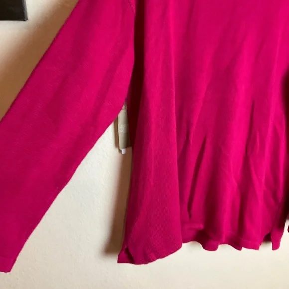 Chico's Fuchsia Cowl Neck TunicSweater Button Detail Cozy Knit Pullover size 3 - Picture 10 of 15